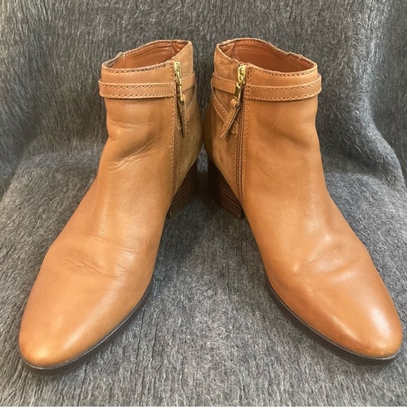 LAUREN RALPH LAUREN Sz 8.5B Damara Leather Suede Back Strap Zipper Booties - Picture 2 of 13